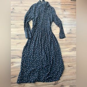 Black with orange polka dot maxi dress